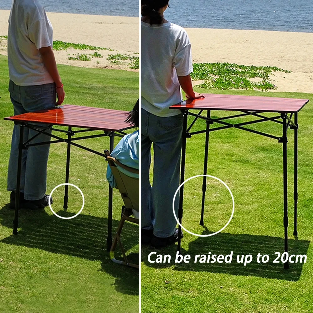 Mesa plegable portátil para acampar, mesa enrollable para turismo, suministros Pliante, equipo ligero para campamento, Picnic, muebles de exterior - imagen 5