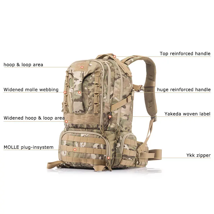 Yakeda Bolsa de senderismo 45L 1000D Nylon Camuflaje Deportes al aire libre Escalada Mochilas tácticas para hombres - imagen 5