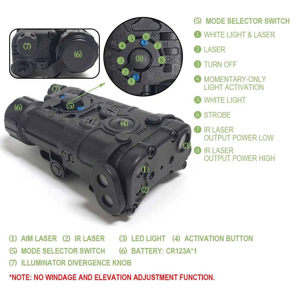 SOTAC L3 NGAL Mira táctica láser rojo verde IR LED para Picatinny - imagen 3
