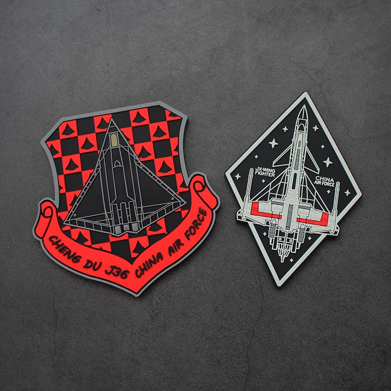 Parche de PVC 3D de Chengdu J36 China Air Force JX-WING Fighter J10 insignia de goma táctica para decoración de ropa y bolsa - imagen 5