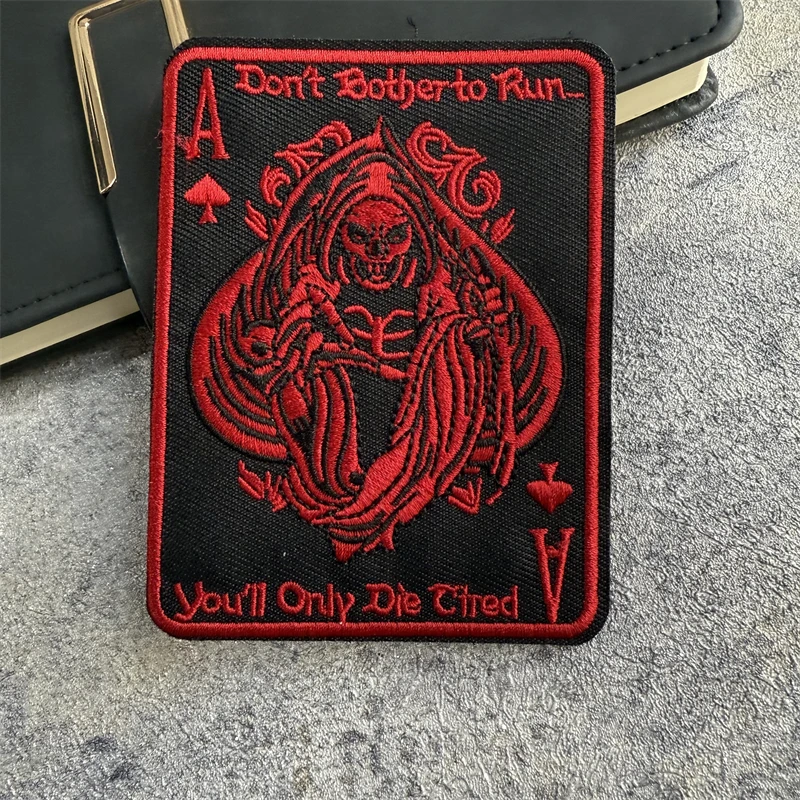 No tienes que corren, solo trote, insignia de parche bordado Black Ops, Ace of Spades, bolsa de moral táctica, divertida Grim Reaper - imagen 4