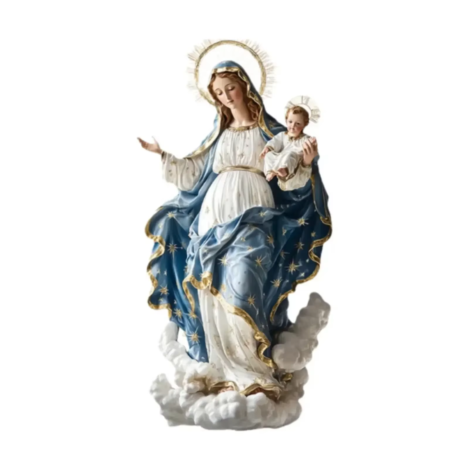 Estatua Virgen María escena navideña con Jesús niño para escritorio - imagen 2