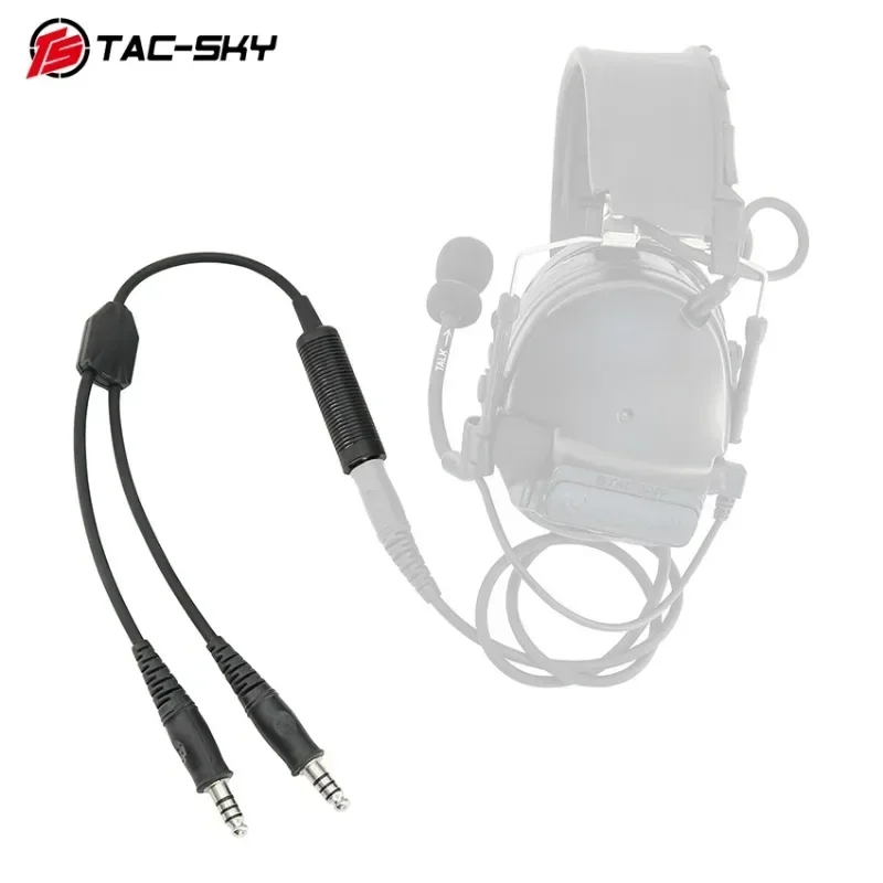 Adaptador de auriculares militares tácticos de TAC-SKY, Cable de paso único a doble paso para auriculares de tiro tácticos Comta Sordin - imagen 3