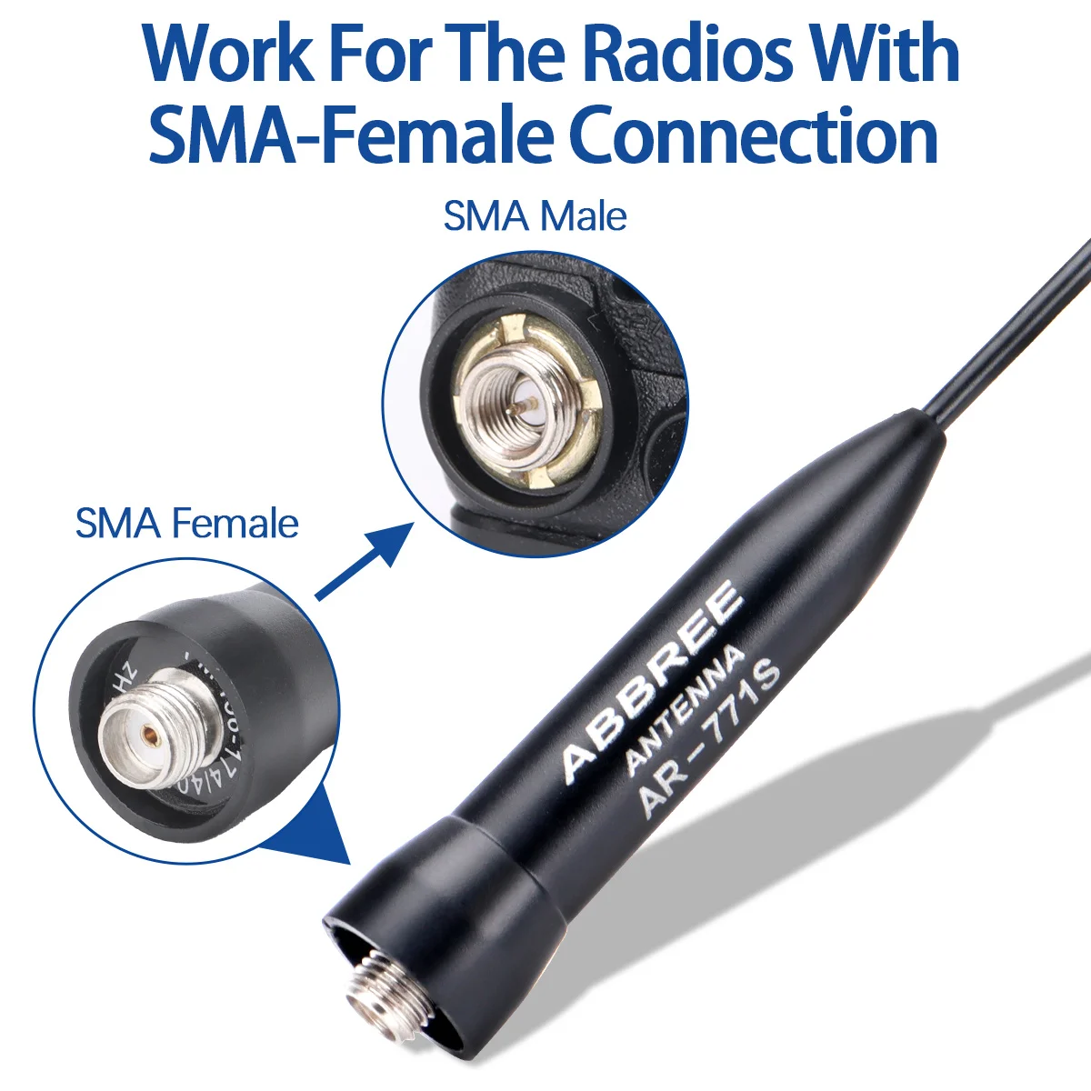 ABBREE AR-771S aviación + Material de titanio antena de doble banda SMA-hembra UHF VHF para Baofeng UV-5R UV-32 UV-21 PRO Quansheng UV-K6 - imagen 4