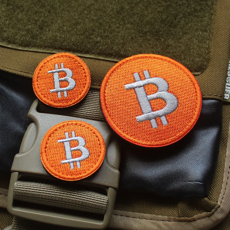 Parche bordado 3D Bitcoin con gancho y bucle para mochila - imagen 2
