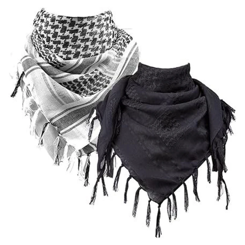 Bufanda táctica árabe Keffiyeh Shemagh, chal de algodón para invierno, cubierta más cálida para el cuello, envoltura para la cabeza, bufanda para acampar al aire libre a prueba de viento para hombres y mujeres - imagen 3