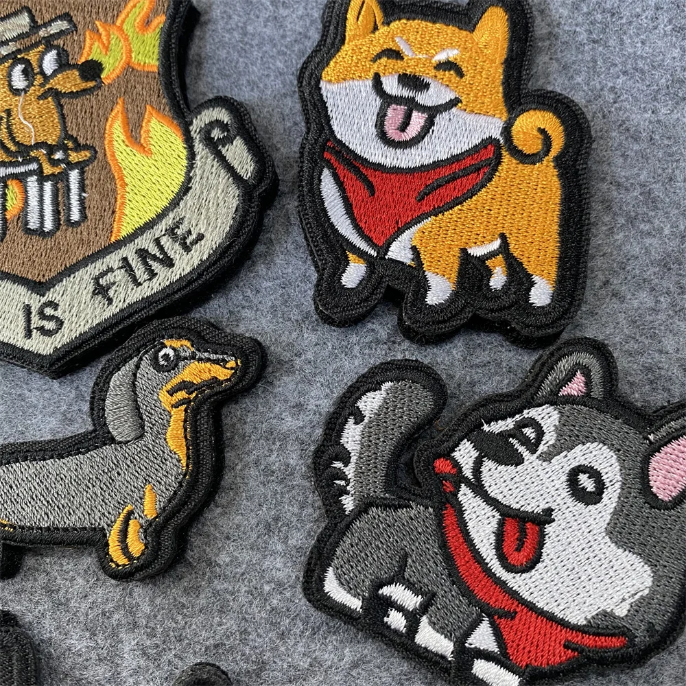 Parches bordados de perro pastor, insignia de moral de perro café, pegatina de mochila táctica de gancho y bucle - imagen 2
