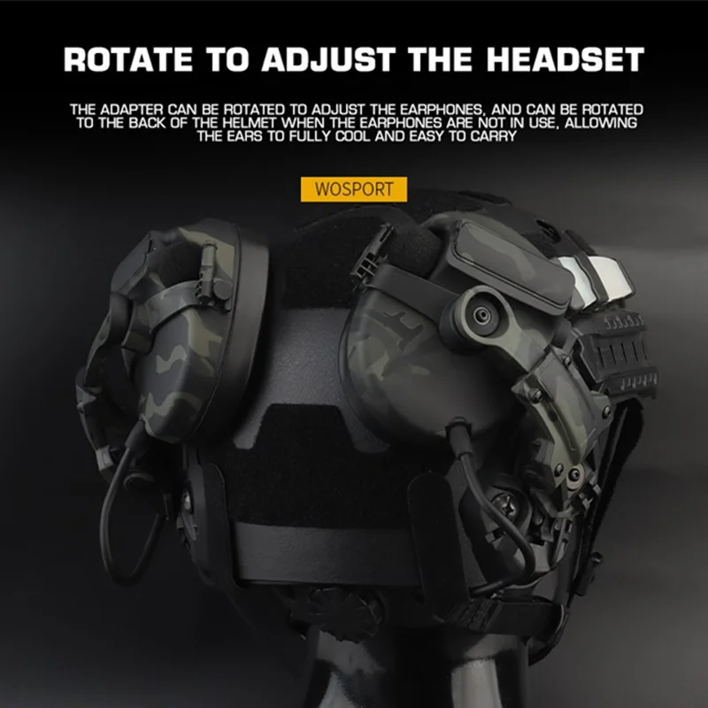 Adaptador de riel de casco táctico militar para auriculares tácticos de la serie C, adaptador de soporte de auriculares con rotación de 360 °, compatible con OPS CORE ARC M-LOK - imagen 5