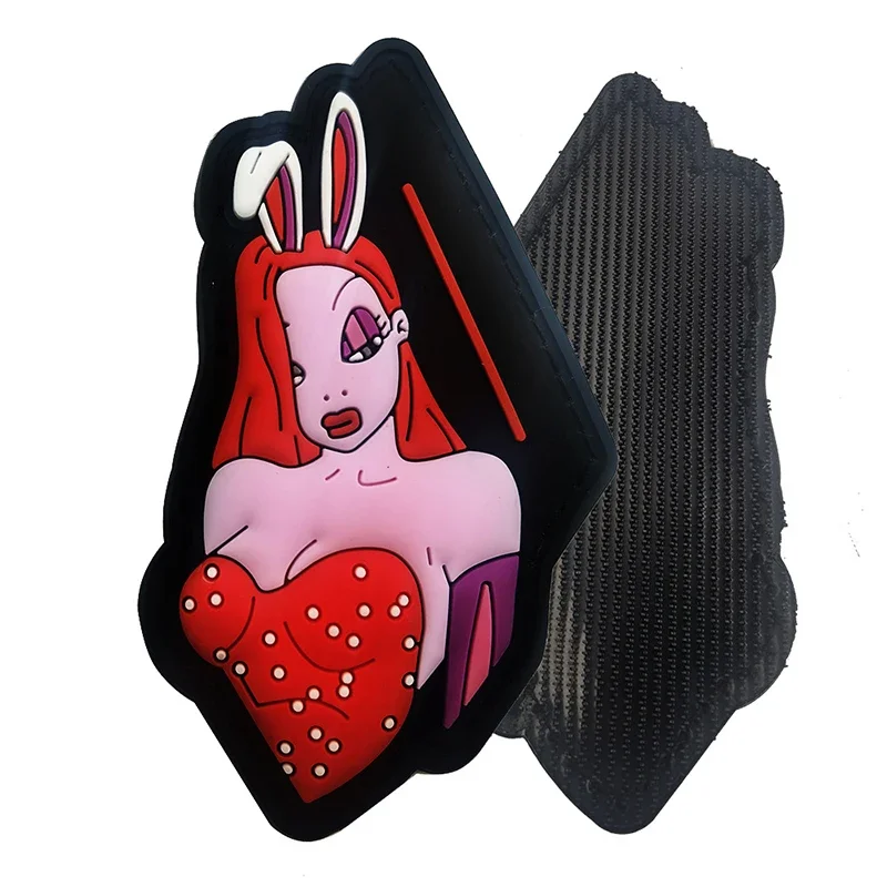Parche de pvc para mujer hermosa, conejo, gancho y bucle, ropa, chaqueta, mochila, accesorio táctico, parches de sello de moral de chaqueta diy - imagen 2