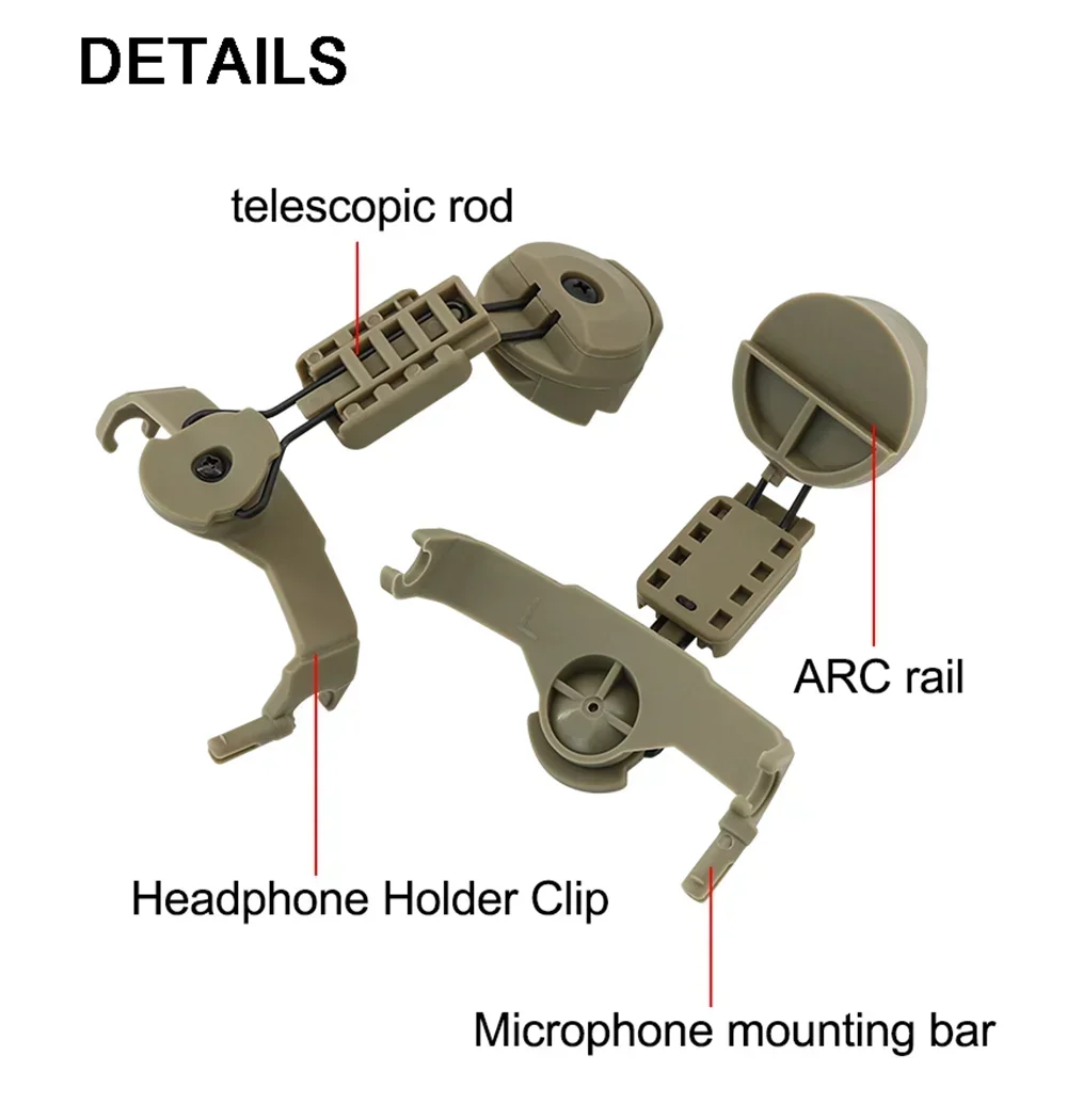Adaptador de riel de arco táctico TS TAC-SKY, accesorios de auriculares tácticos para casco Arc Ops-core para auriculares de tiro COMTAC Airsoft - imagen 5