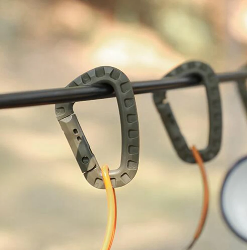 Mosquetón táctico con hebilla para mochila, gancho de plástico en forma de D, equipo EDC para acampar al aire libre, 5/10 piezas, 8,5 cm - imagen 3