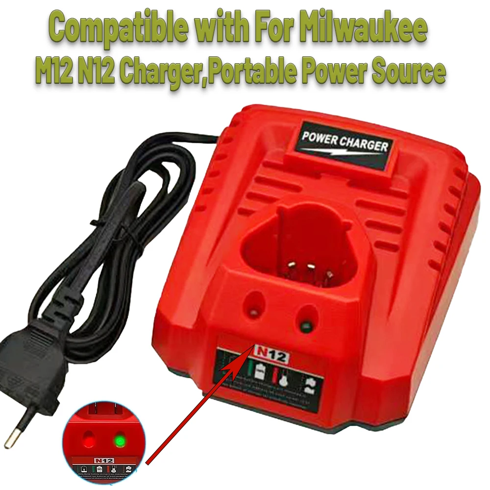 Piezas de herramientas eléctricas para cargador de batería de iones de litio Milwaukee M12 N12 3A reemplazo de carga rápida 48-11-2401 48-11-2402 C12B C12BX