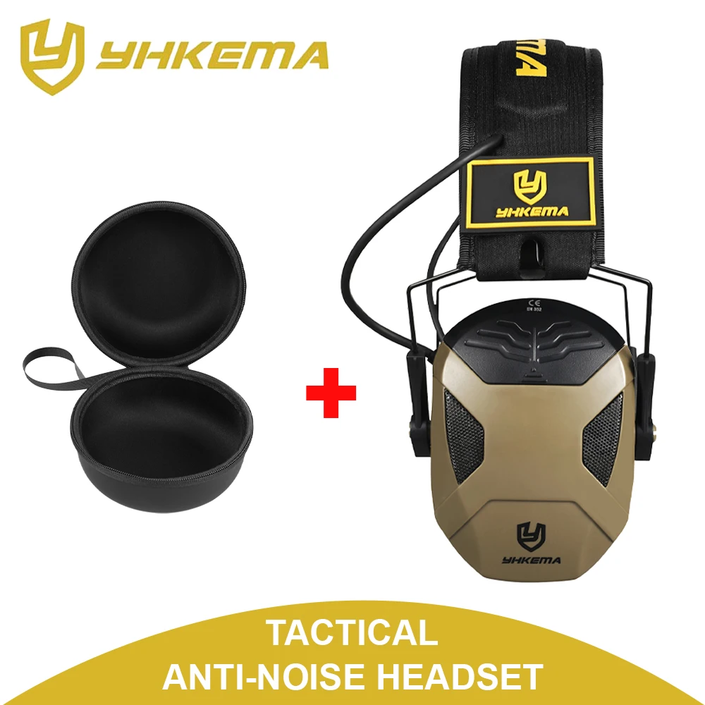 Orejera táctica antiruido para caza, tiro, reducción de ruido, protección auditiva electrónica, plegable