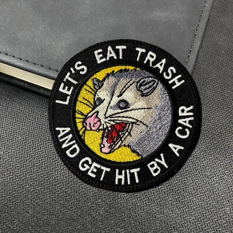 Parche de velcro de gato negro, insignia de moral de rata, brazalete que permite comer basura y ser golpeada por un coche, insignia táctica - imagen 4