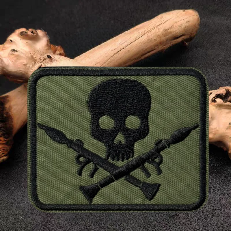 Parche bordado de lanzadores de granada de calavera, chaleco táctico, insignia de gancho y bucle, pegatina decorativa para mochila, parches para brazalete para ropa - imagen 2