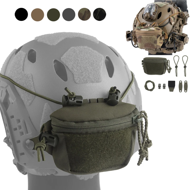 Bolsa táctica para casco, caja de batería de visión nocturna, bolsa de almacenamiento, bolsa de contrapeso trasero, bolsa de herramientas para luces tácticas montada en casco