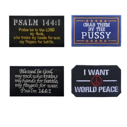 Pegatina de tela bordada en inglés, pasatiempos y parches de gancho de brazo y bucle de paz, insignia de PSALM, parches de apliques con emblema de Warlock de coño