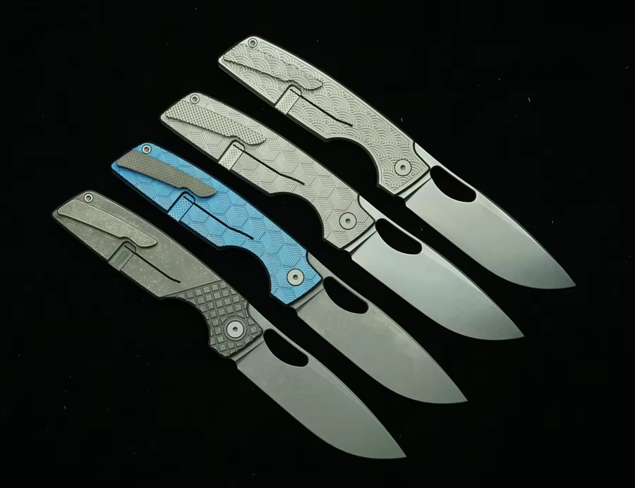 LEMIFSHE Cuchillo plegable EDC – Mango titanio para supervivencia