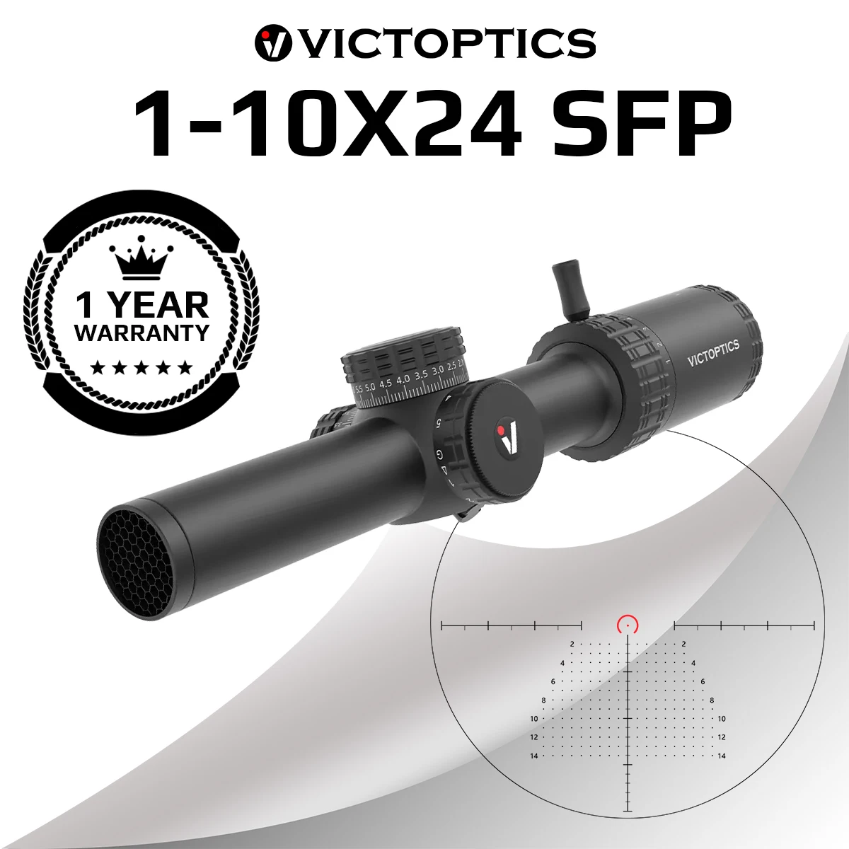 VictOptics S10 1-10x24 SFP Mira telescópica con iluminación roja y verde, sistema de bloqueo de torretas de ajuste y diseño de campo de visión amplio para la serie AR - imagen 2