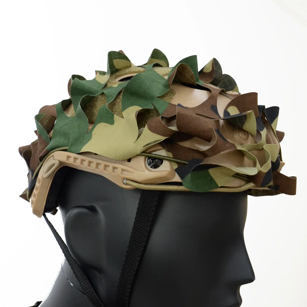 Casco táctico de caza con cuerda elástica, tela de camuflaje 3D, cubierta para casco, Paintball, Airsoft, CS, Ghillie, soporte para ciego y árbol - imagen 4