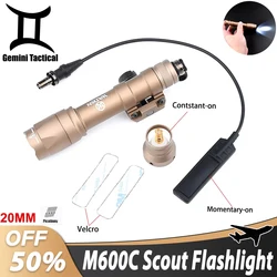 WADSN-linterna táctica M600C Airsoft M600, arma de caza, luz de explorador, foco LED blanco de 600 lúmenes, compatible con riel Picatinny de 20MM