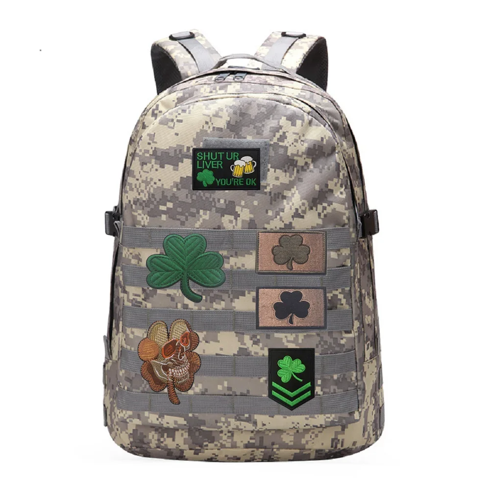 Accesorios para bolsa al aire libre, insignia bordada, calavera irlandesa, flor y hoja, brazalete de planta, mochila, parches de gancho para ropa - imagen 3