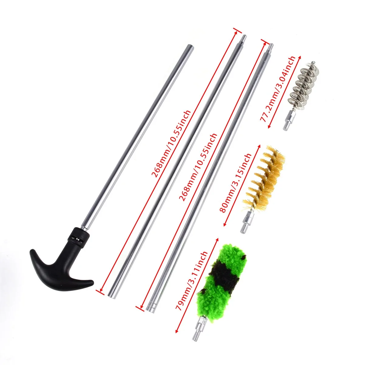 Kit de limpieza de pistola táctica, limpiador de cepillo de tubo de orificio de barril 12GA 20GA 16GA para escopeta Mossberg 500 590 Kel-Tec KSG Winchester 370 - imagen 3