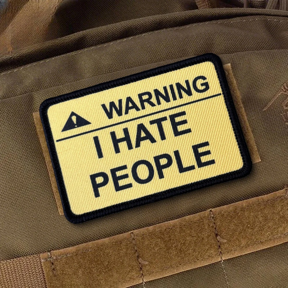 Parche táctico de moral velcro 'I Hate People' – Chevron para mochila - imagen 4