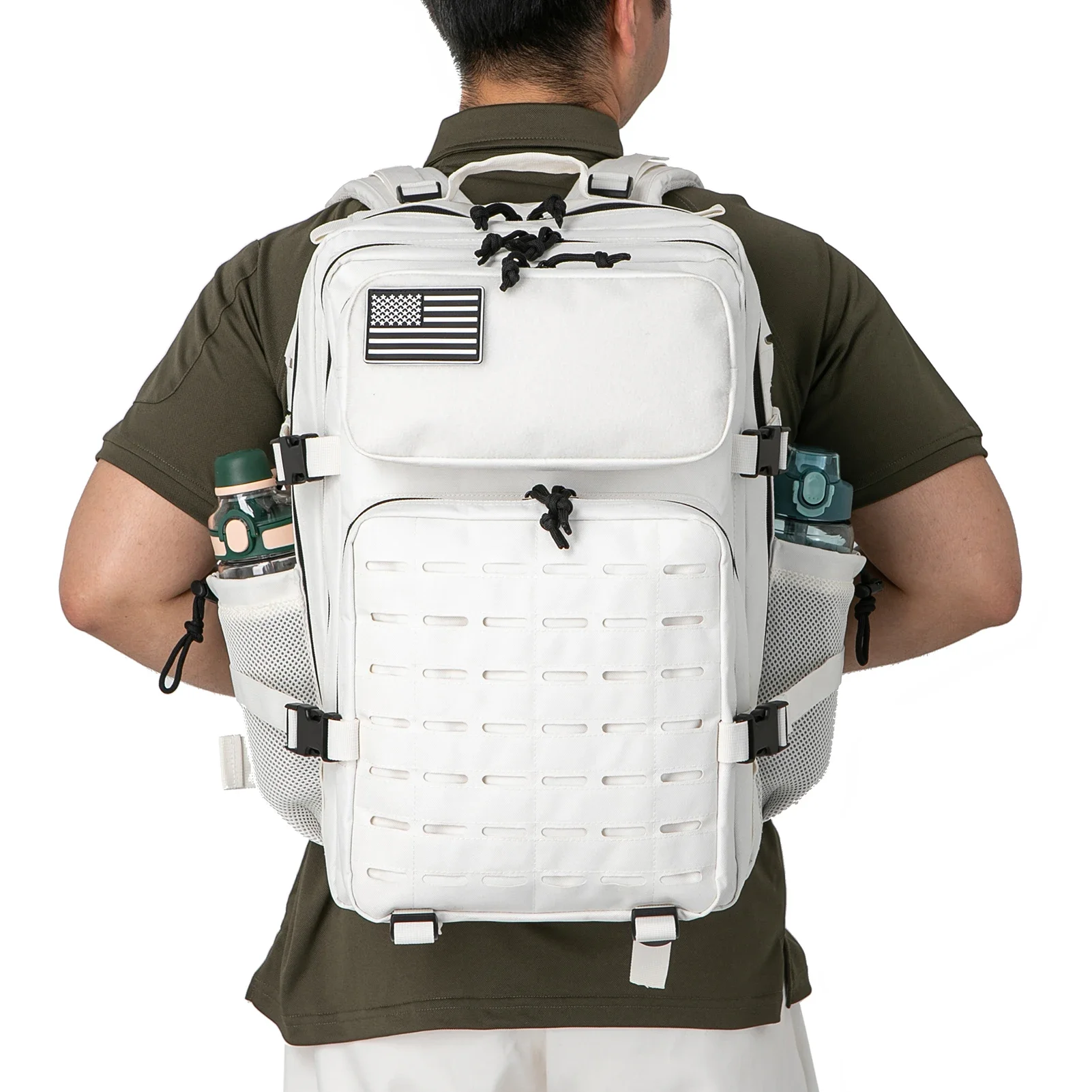 QT & QY-mochila militar táctica para hombres y mujeres, bolsa de asalto del ejército, mochila escolar pequeña con portabotellas, 25L/45L - imagen 4
