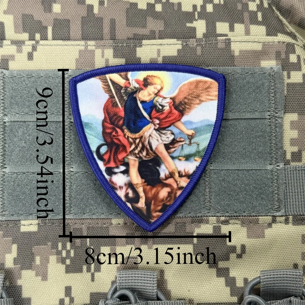 Parche de insignia de moral del Arcángel Saint Michael, brazalete táctico, parches de gancho y bucle impresos para ropa, pegatinas de mochila militar - imagen 3