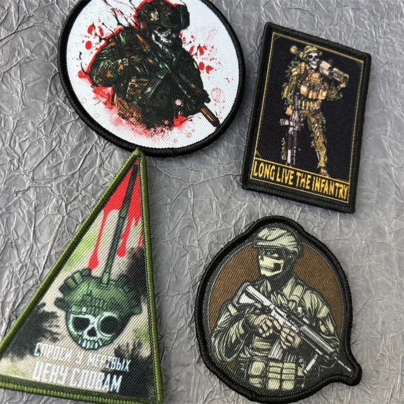 Parche táctico de calavera y demonio, insignia de moral de soldado y esqueleto, parches de gancho y bucle, pegatina decorativa para ropa y mochila - imagen 2