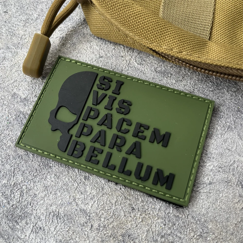 Parche de gancho y bucle de PVC "PACEM AND BELLUM", emblema de calavera táctica, insignia de moral militar, brazalete, ropa, pegatinas para mochila - imagen 5