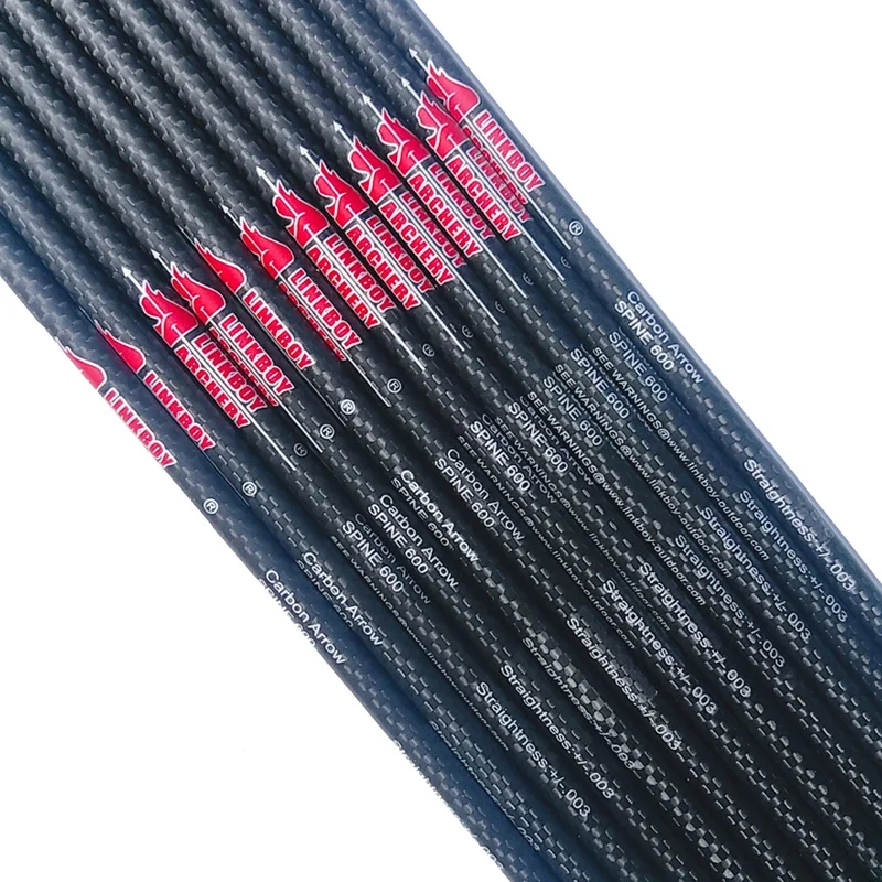 12 Uds Linkboy tiro con arco flechas de carbono puro 3k tejido columna vertebral 250-800 paletas de flecha de 2 pulgadas para caza con arco compuesto - imagen 4