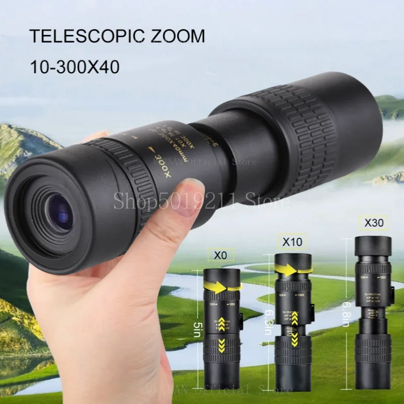 Binoculares potentes de Metal para caza, telescopio Monocular profesional de alta calidad, portátil de largo alcance, Zoom 10-300X, HD