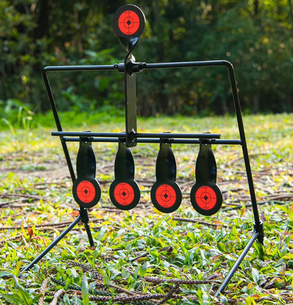Spinner de reinicio automático de 5 objetivos de acero táctico para caza, tiro, pistola de aire Airsoft, tirachinas NERF, ayuda para práctica y entrenamiento - imagen 2