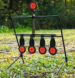 Spinner de reinicio automático de 5 objetivos de acero táctico para caza, tiro, pistola de aire Airsoft, tirachinas NERF, ayuda para práctica y entrenamiento