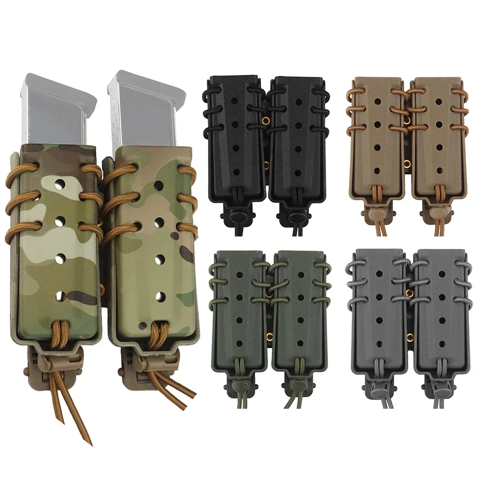Bolsa mágica doble larga de asalto urbano, 9mm, 40, 45ACP, porta revistas extendido para equipo, cinturón Molle, chaleco, tiro