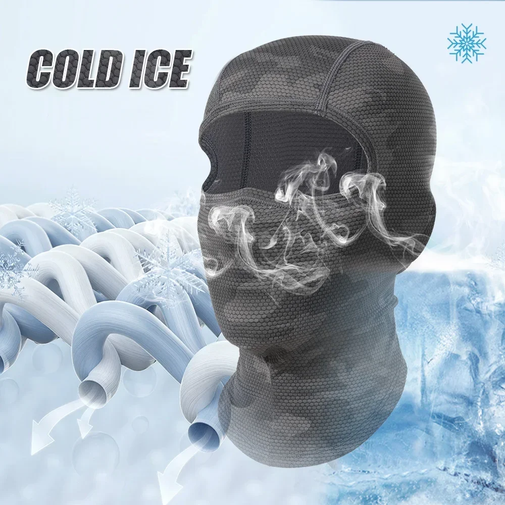 Pasamontañas de cara completa para ciclismo, mascarilla facial refrescante, transpirable, de seda helada, absorbente, para casco de bicicleta, equipo de equitación para hombres - imagen 4