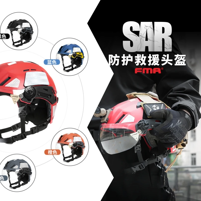 Casco táctico SAR de búsqueda de rescate FMA con gafas, accesorios de protección completa, casco de montañismo de rescate profesional