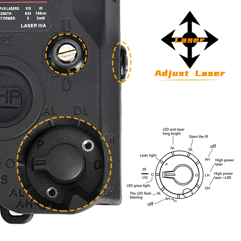 ATPIAL táctico (LA-5C/PEQ UHP) Ultra alta potencia AN/PEQ-15 Scout LED apto para riel de 20MM caza linterna de luz fuerte al aire libre - imagen 5