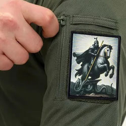 Parche táctico de moral de dragones, caballero de caballo blanco, parche de gancho y bucle, insignia militar de Chevron, brazalete, pegatinas para mochila