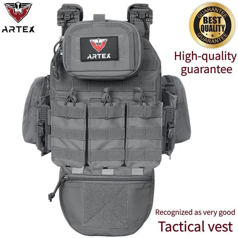 Chaleco táctico 6094, chaleco de transporte de equipo negro de caza al aire libre con corte láser ligero desmontable rápido de alta calidad