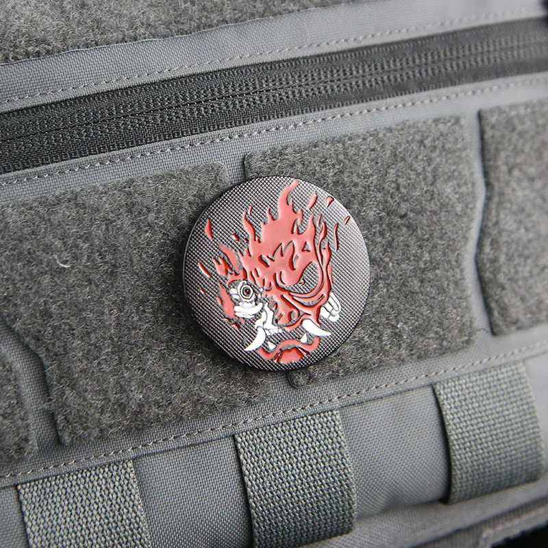 Brazalete táctico de Metal para ropa, insignia de moral, pegatina decorativa para mochila, fantasma, llama, Cara de fantasma, demonio, gancho y bucle - imagen 4