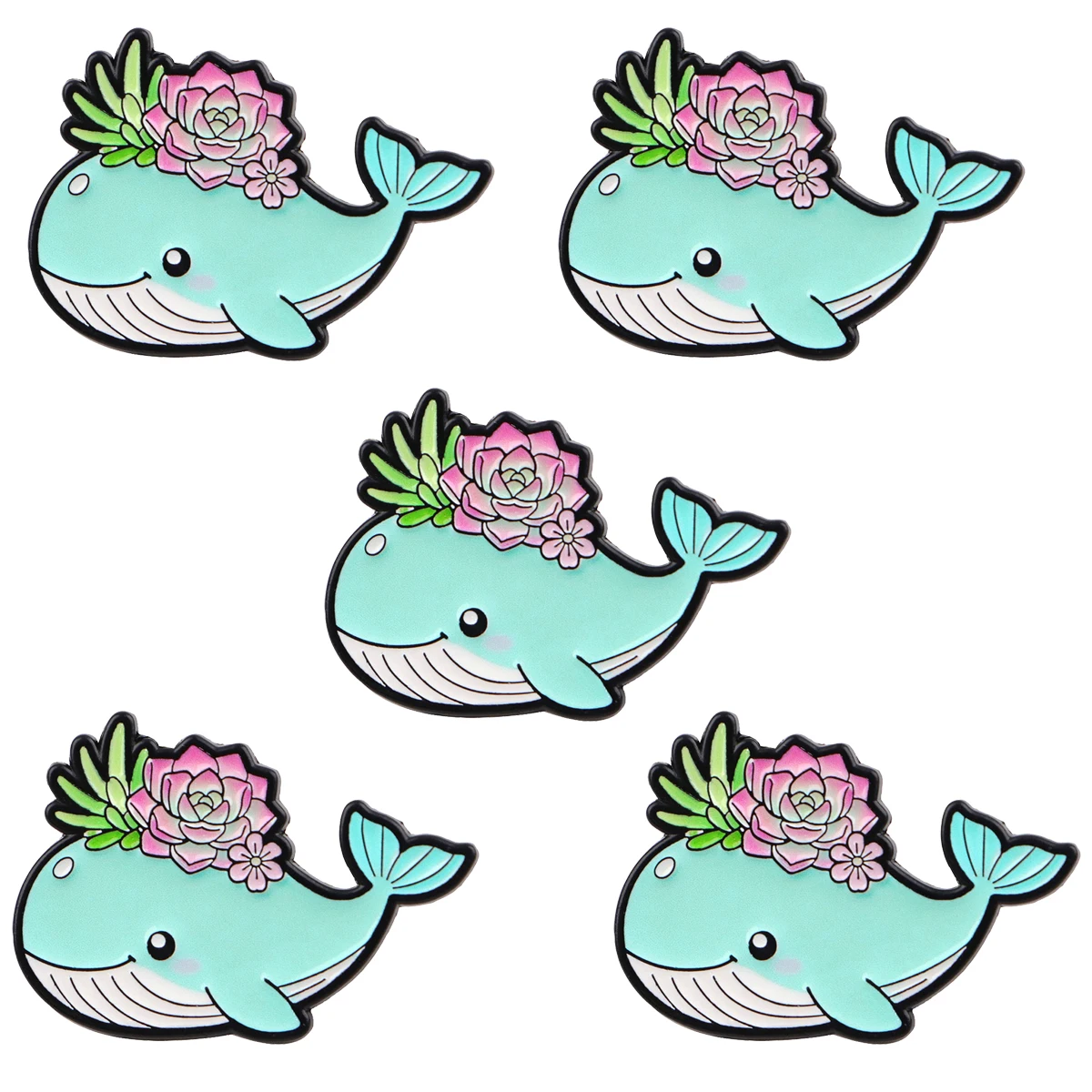 Pin esmaltado de erizo y mariposa de colores, broche de plantas suculentas, decoración de ropa, alfileres de Metal, accesorios para insignia de sombrero, 5 uds. - imagen 5