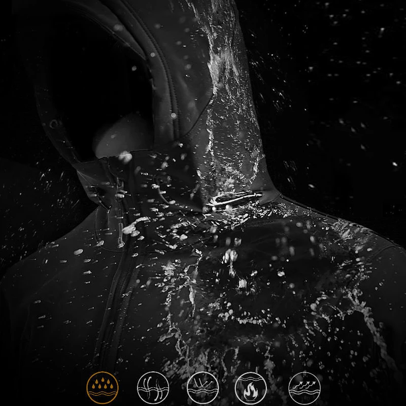 Chaqueta táctica militar de piel de tiburón para hombre, abrigo de carga impermeable con múltiples bolsillos, chaqueta Bomber con capucha - imagen 5