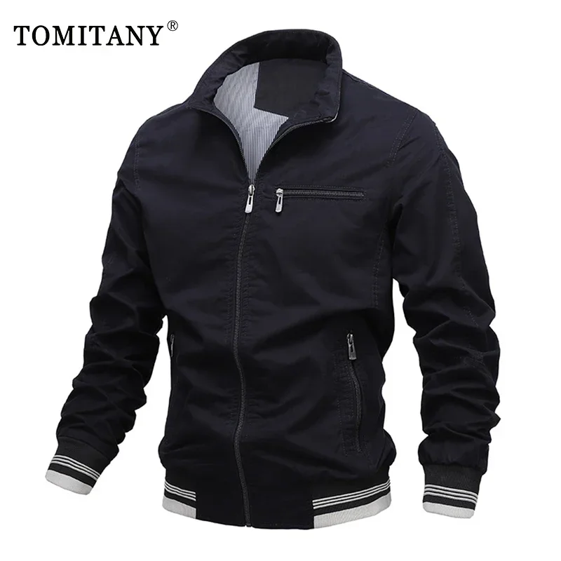 Nuevo 2025 Chaqueta de algodón superior para hombre, chaquetas de vuelo informales con solapa de Color sólido y una botonadura, abrigos ajustados de alta calidad para hombre - imagen 3