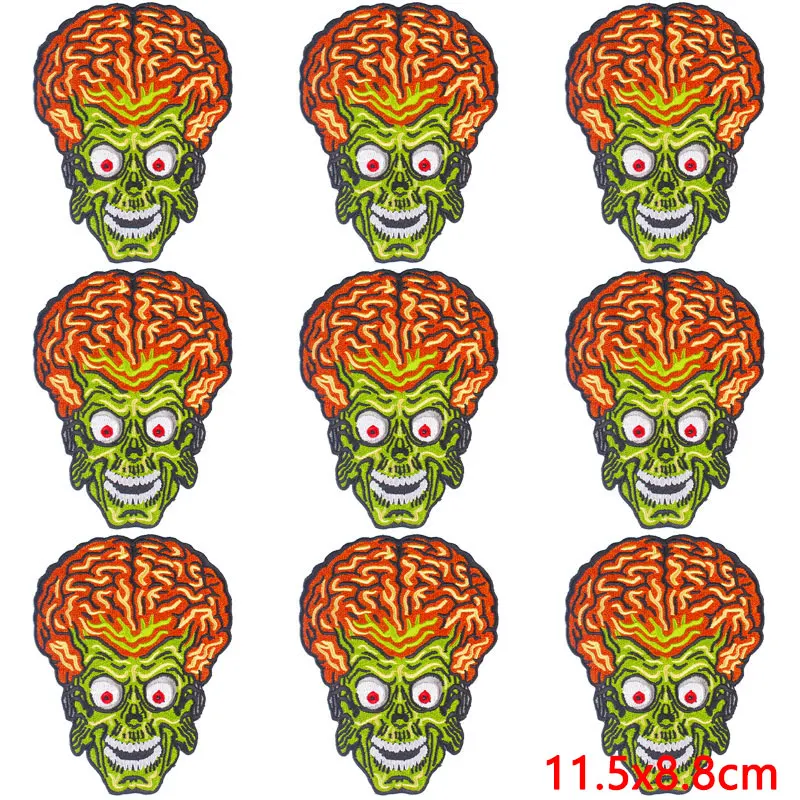 Parche bordado de Alien Ufo, parches termoadhesivos para planchar en la ropa, gancho de bucle, 10 unidades por lote - imagen 2