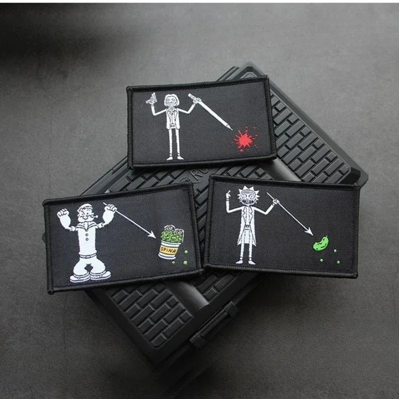 Parche de gancho y bucle de marca de tejido, estilo de barba negra, emblema de moral, brazalete táctico, pegatina periférica de Anime, parches bordados Klett - imagen 4