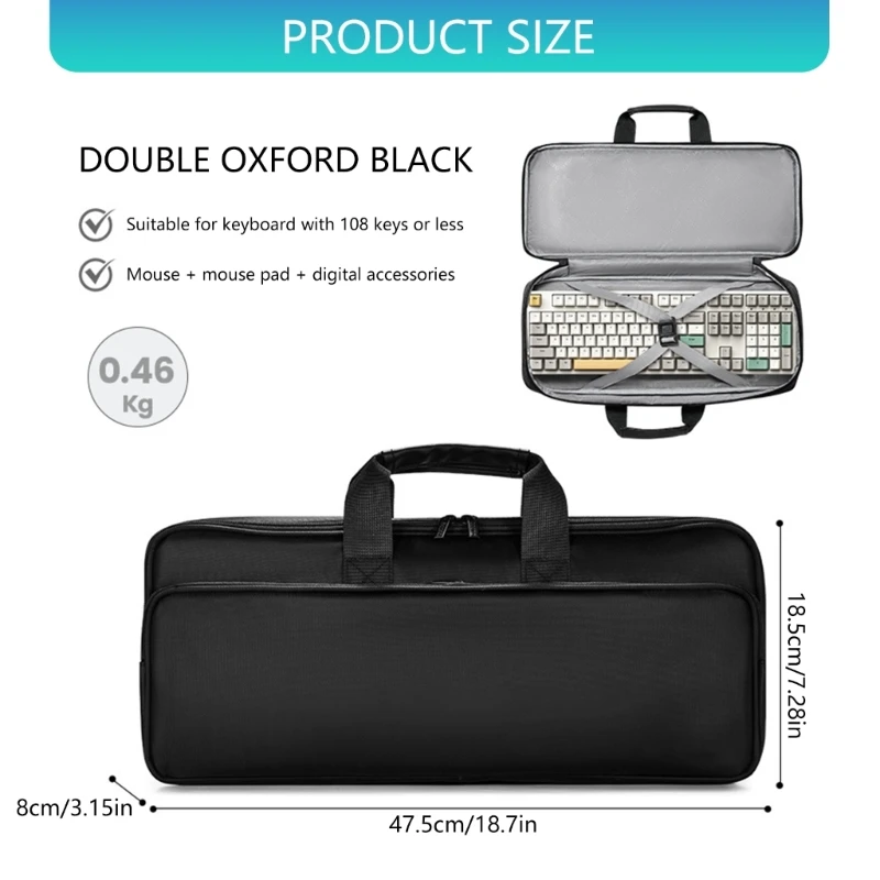 Estuche Viaje para teclados con áreas almacenamiento separadas, compartimento acolchado, organizador malla, bolsillos, - imagen 3