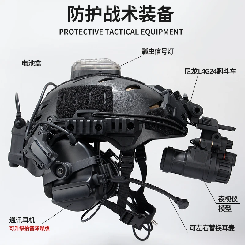 Conjunto de casco táctico Wendy Airsoft con modelo de visión nocturna, auriculares con luz de señal, traje de caza, tiro, CS, juego de guerra, accesorios Cos - imagen 4